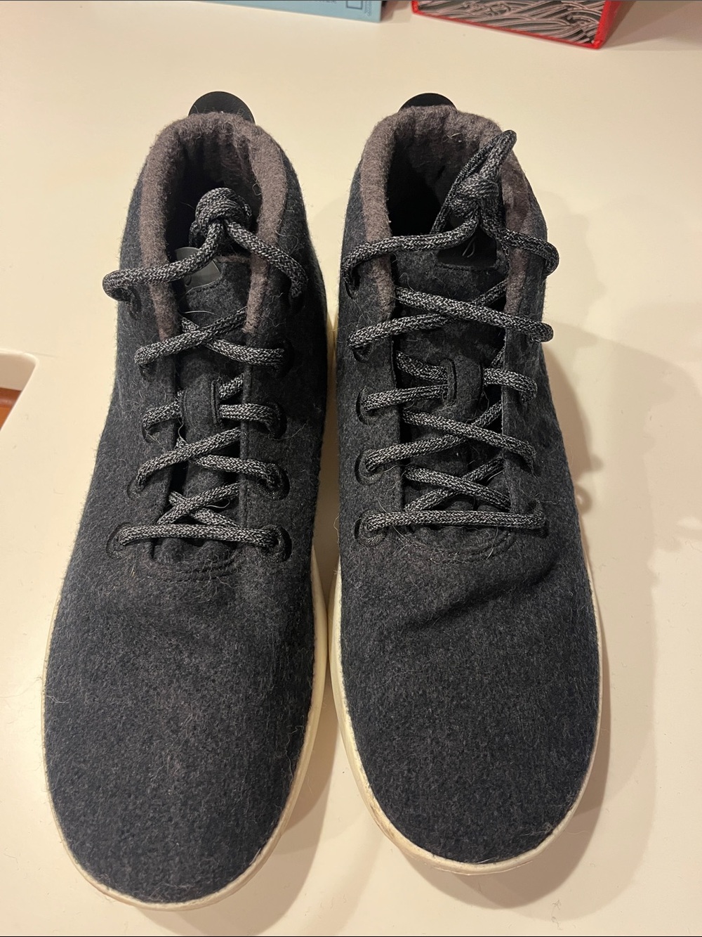 allbirds Men's  Wool High-Top Sneakers with White Soles